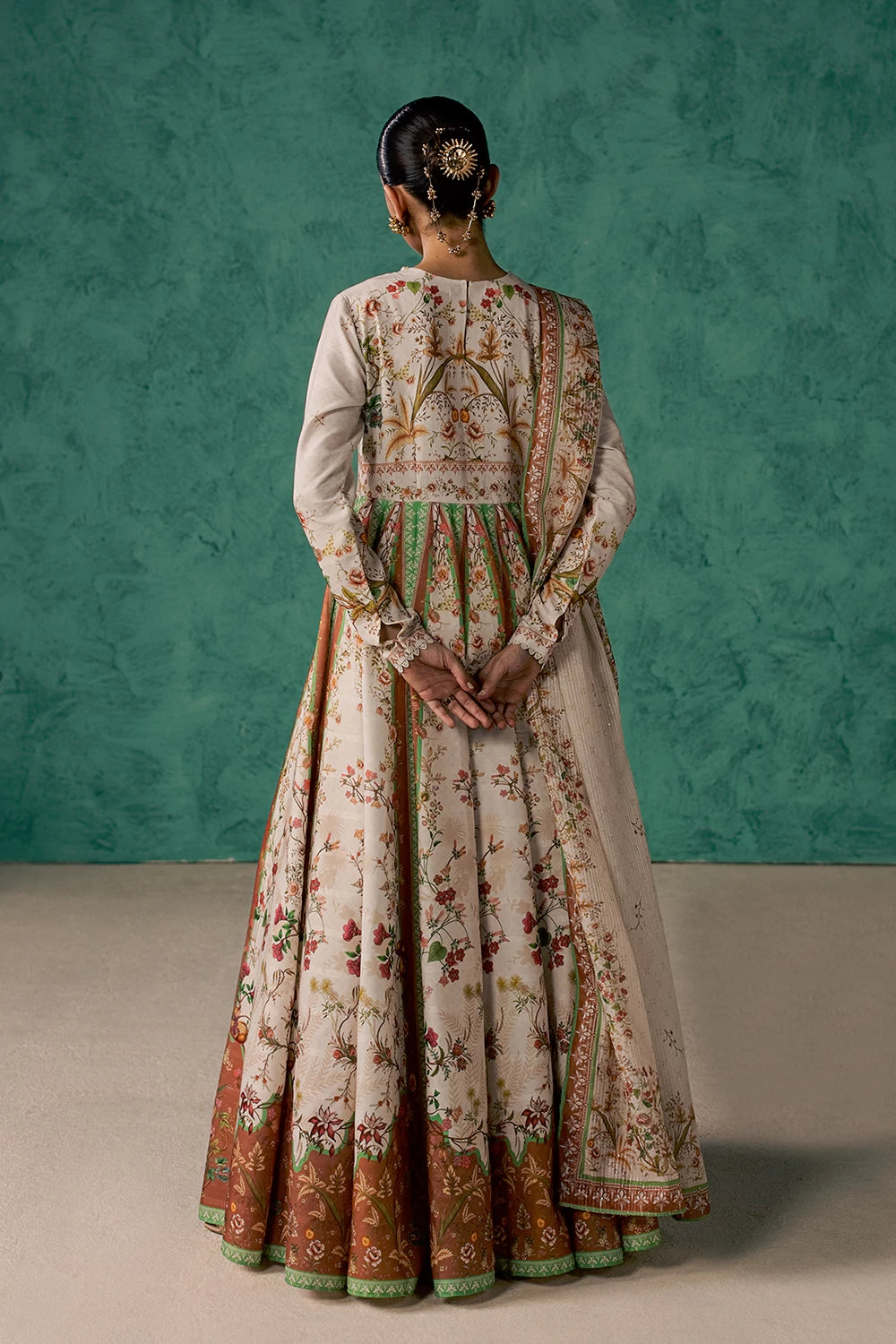 Dobby Lawn Ivory Rust Stitched Suit - Vanya