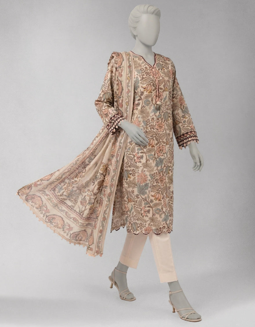 Lawn Multicolor Unstitched Suit - J. Junaid Jamshed