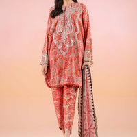 Printed Lawn Red Stitched Suit - Maria B M Prints