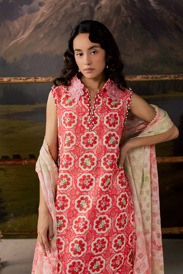Dobby Lawn Pink Stitched Suit - Vanya