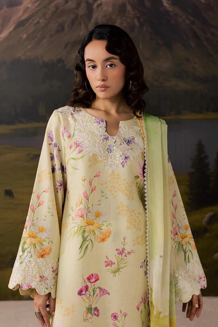 Dobby Lawn Butter Cream Stitched Suit - Vanya