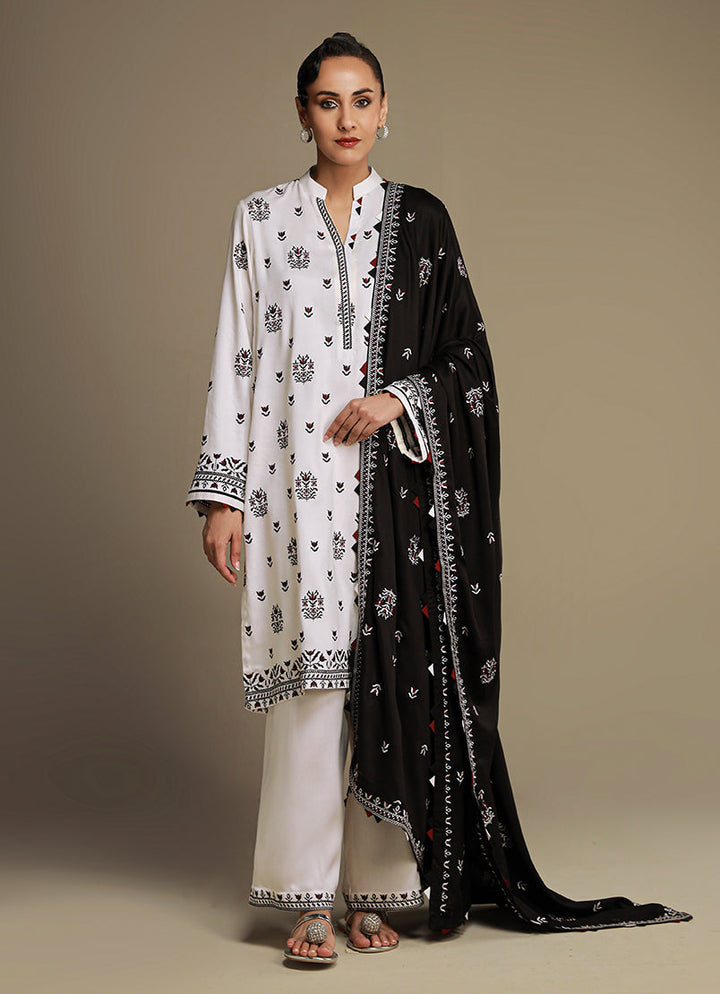 Twill Viscose White Stitched Suit - Image