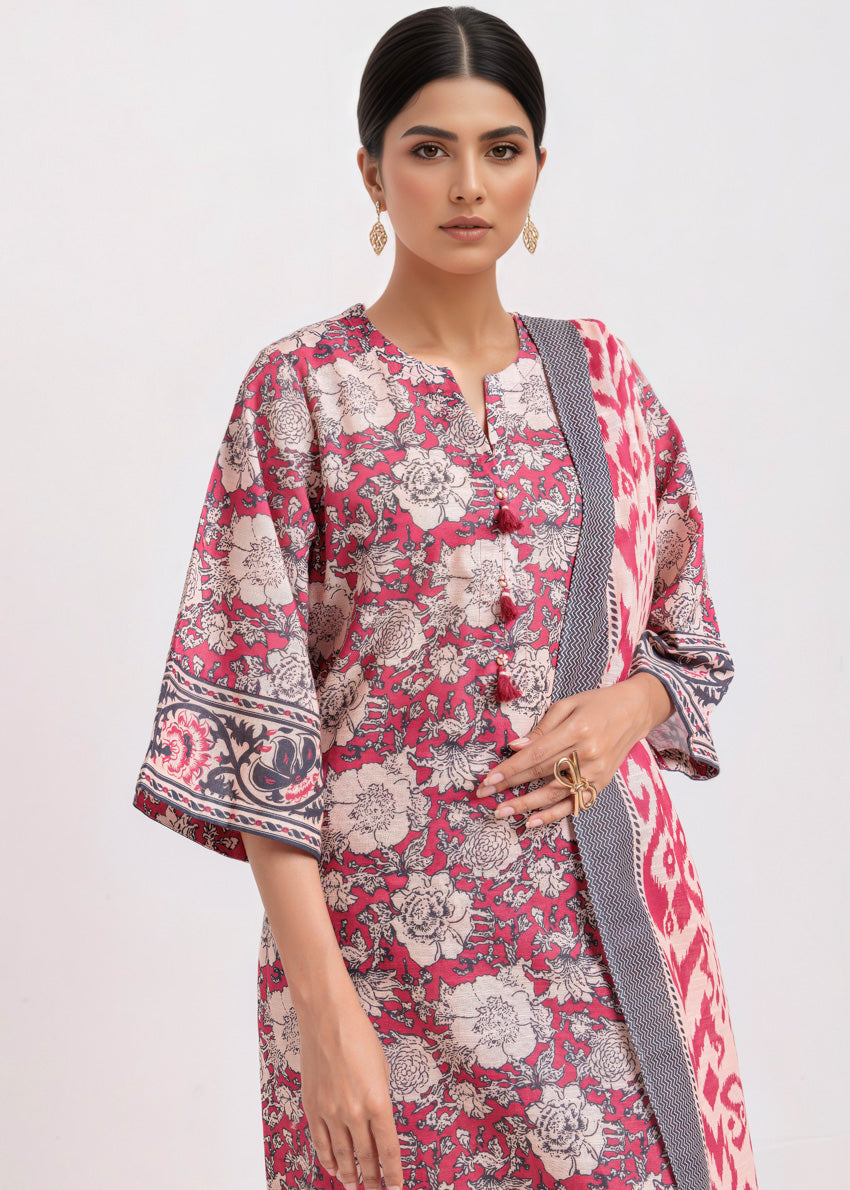 Khaddar Pink Stitched Suit - Bonanza