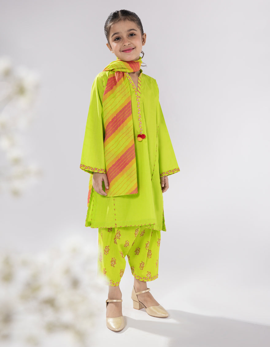 Lawn Green Stitched Suit - J. Junaid Jamshed