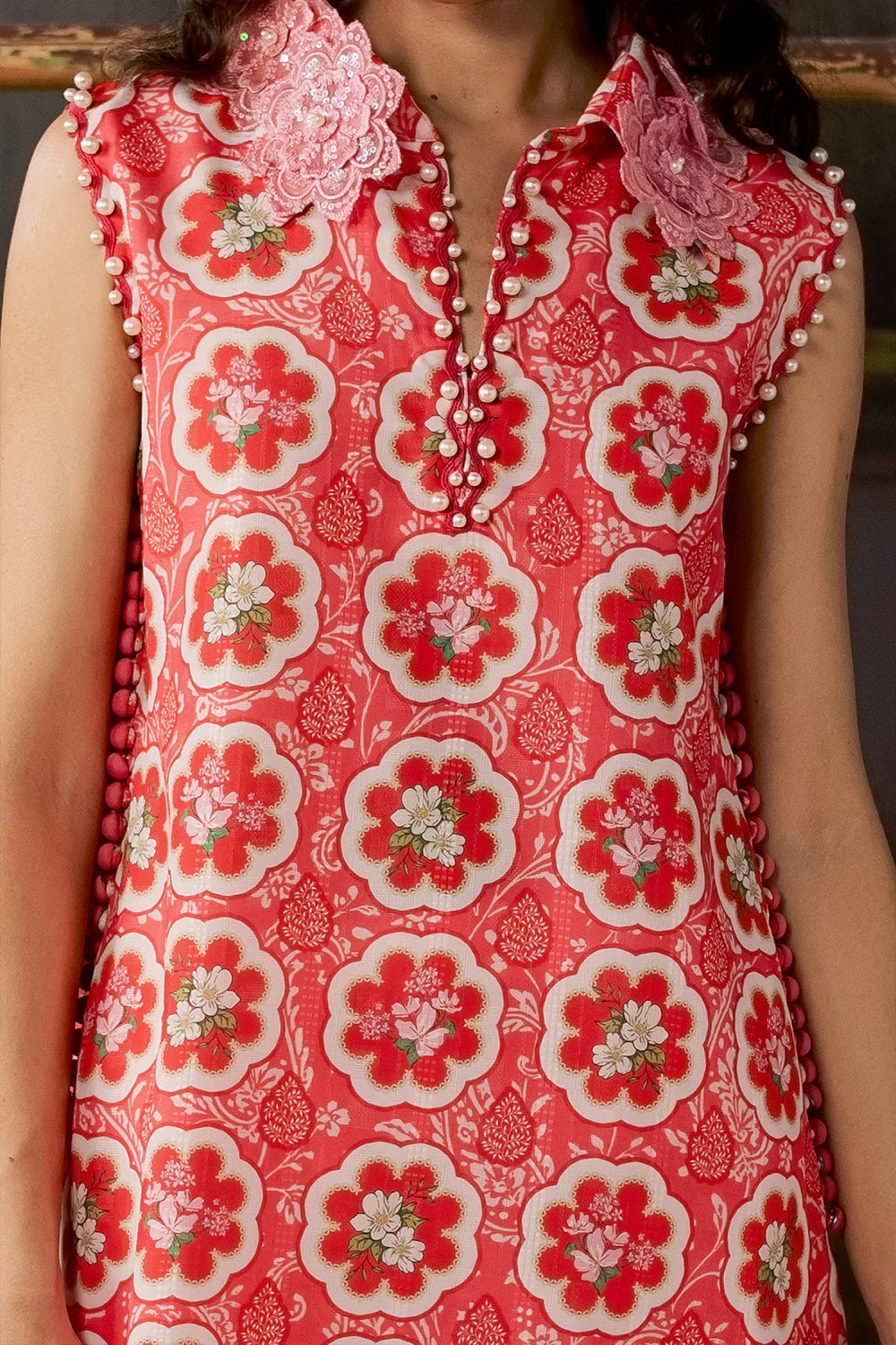 Dobby Lawn Pink Stitched Suit - Vanya