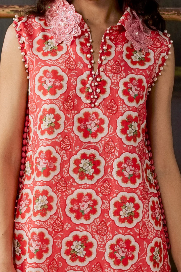 Dobby Lawn Pink Stitched Suit - Vanya