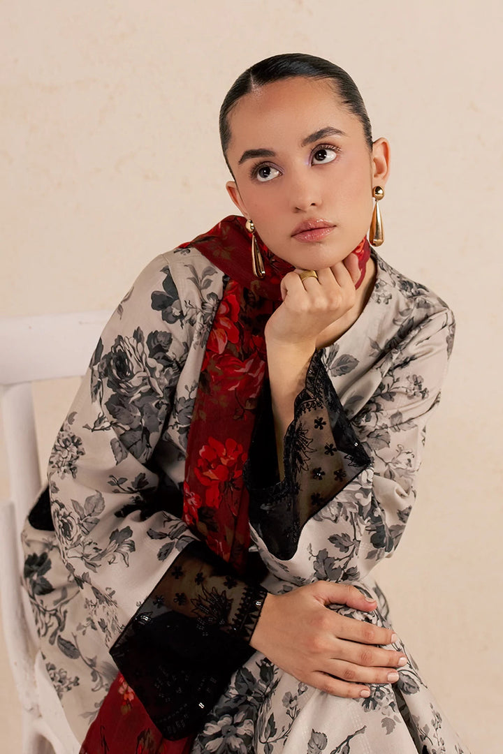 Dobby Lawn Beige Stitched Suit - Vanya