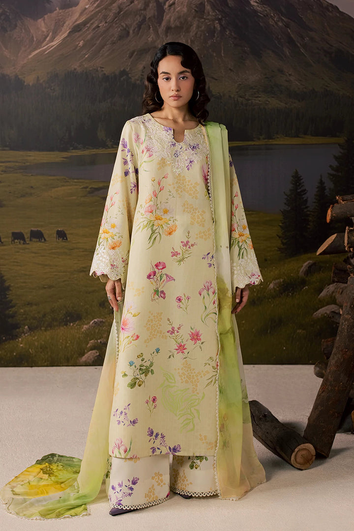 Dobby Lawn Butter Cream Stitched Suit - Vanya