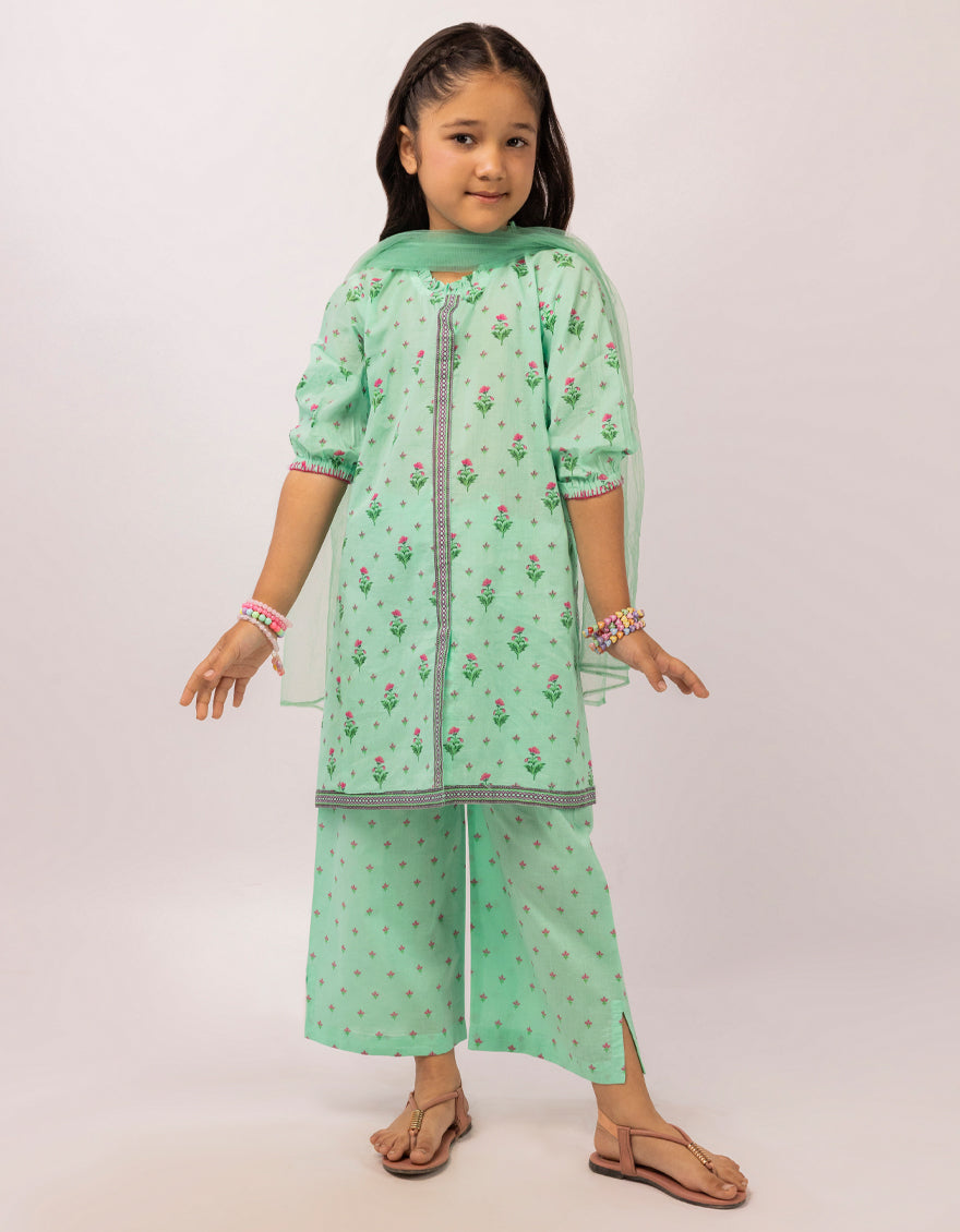 Lawn Green Stitched Suit - J. Junaid Jamshed