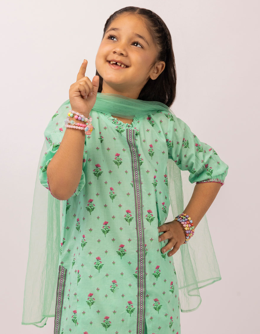 Lawn Green Stitched Suit - J. Junaid Jamshed