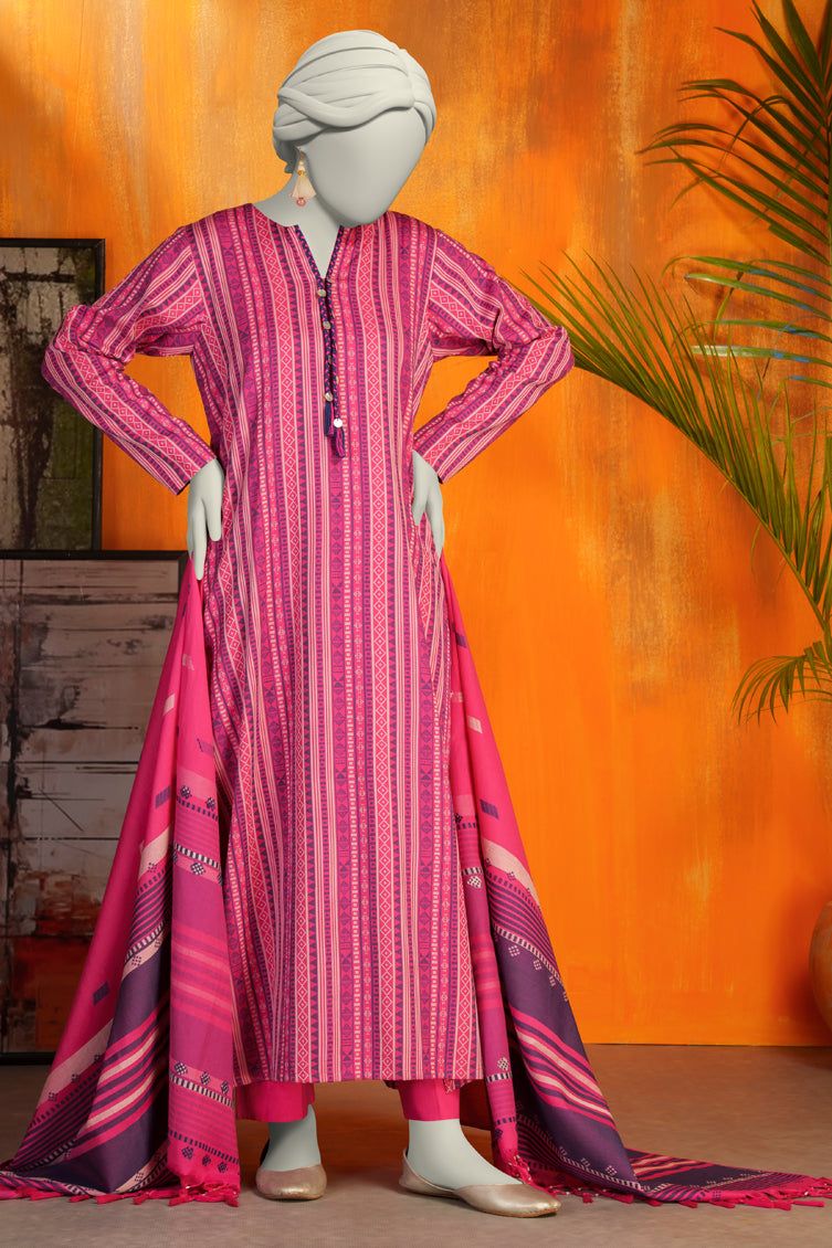 Jacquard Pink Unstitched Suit - J. Junaid Jamshed