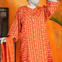 Jacquard Orange Unstitched Suit - J. Junaid Jamshed