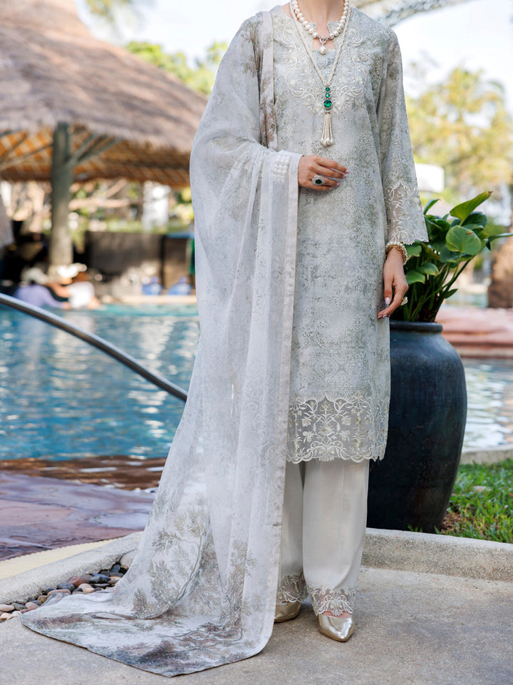 Lawn Beige Stitched Suit - J. Junaid Jamshed