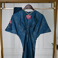 Raw Silk Teal Stitched Suit - J. Junaid Jamshed