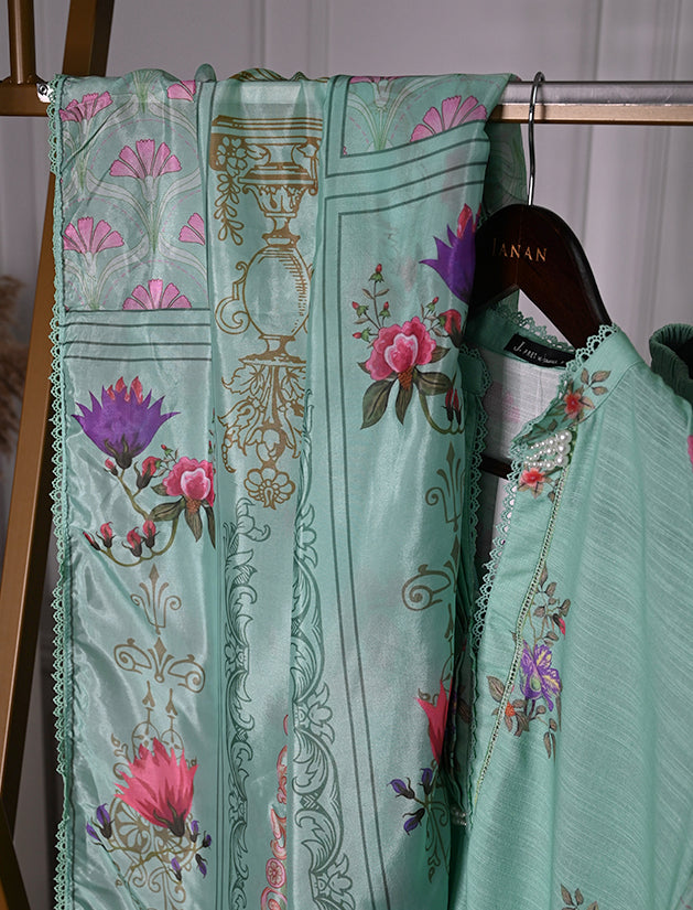 Khaddar Green Stitched Suit - J. Junaid Jamshed