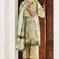 Embroidered Lawn Green Unstitched Suit - Jazmin