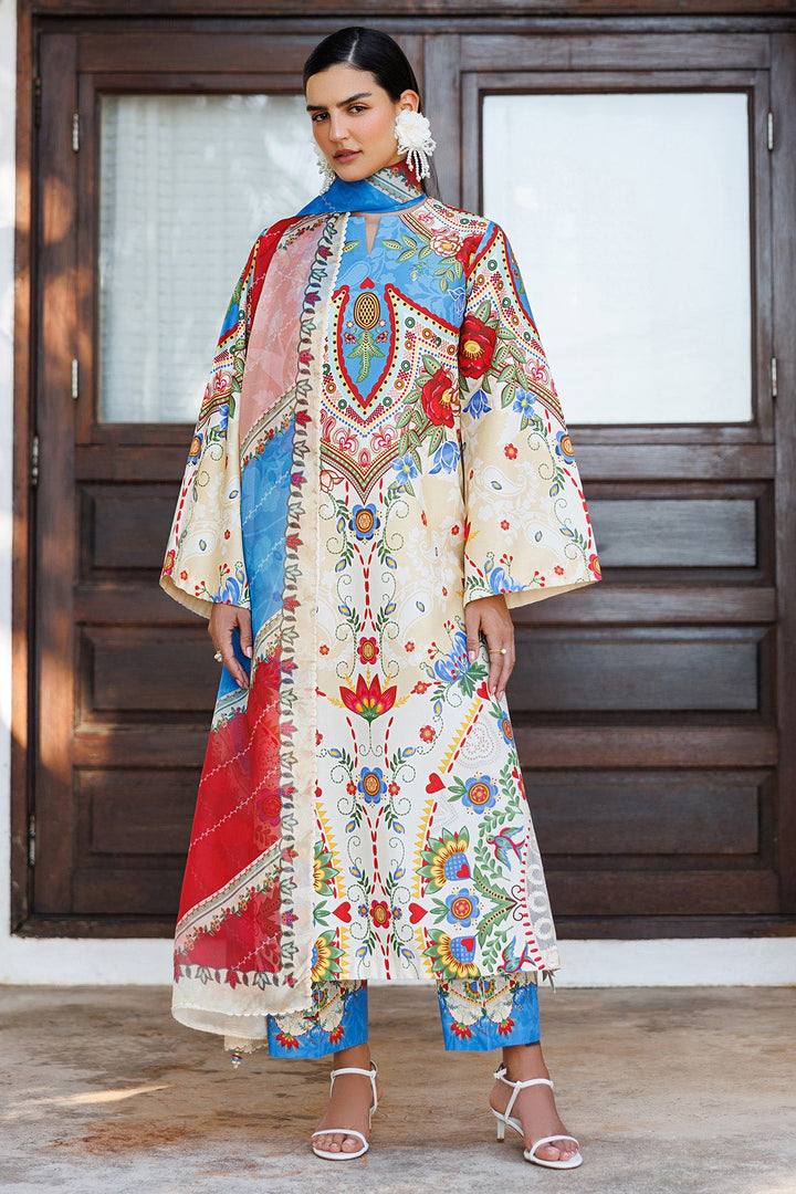Lawn Cream Stitched Suit - Jazmin