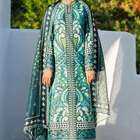 Embroidered Lawn Green Unstitched Suit - Jazmin