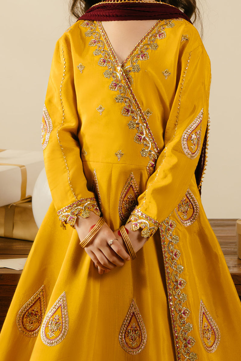 Raw Silk & Chiffon  Yellow Stitched Suit - Vanya