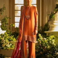 Chiffon & Organza  Rust Stitched Meraki Formal Collection - Vanya