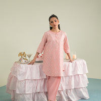 Cotton Peach Stitched Suit - Vanya