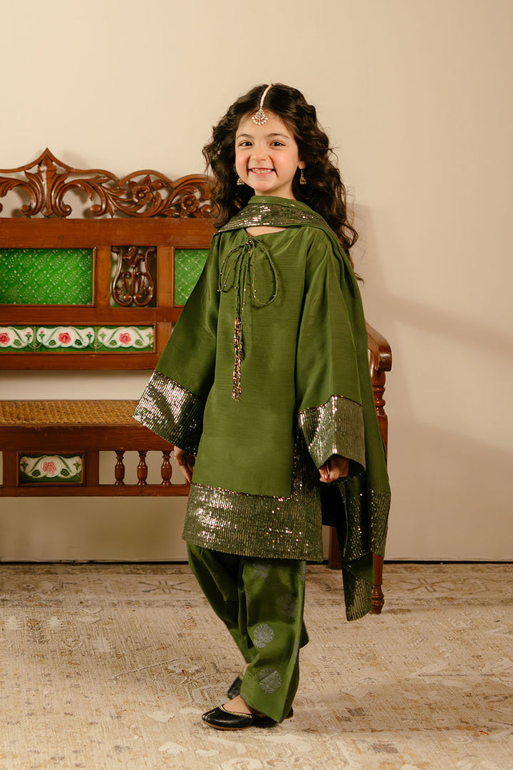 Silk, Net & Chiffon Green Stitched Suit - Vanya