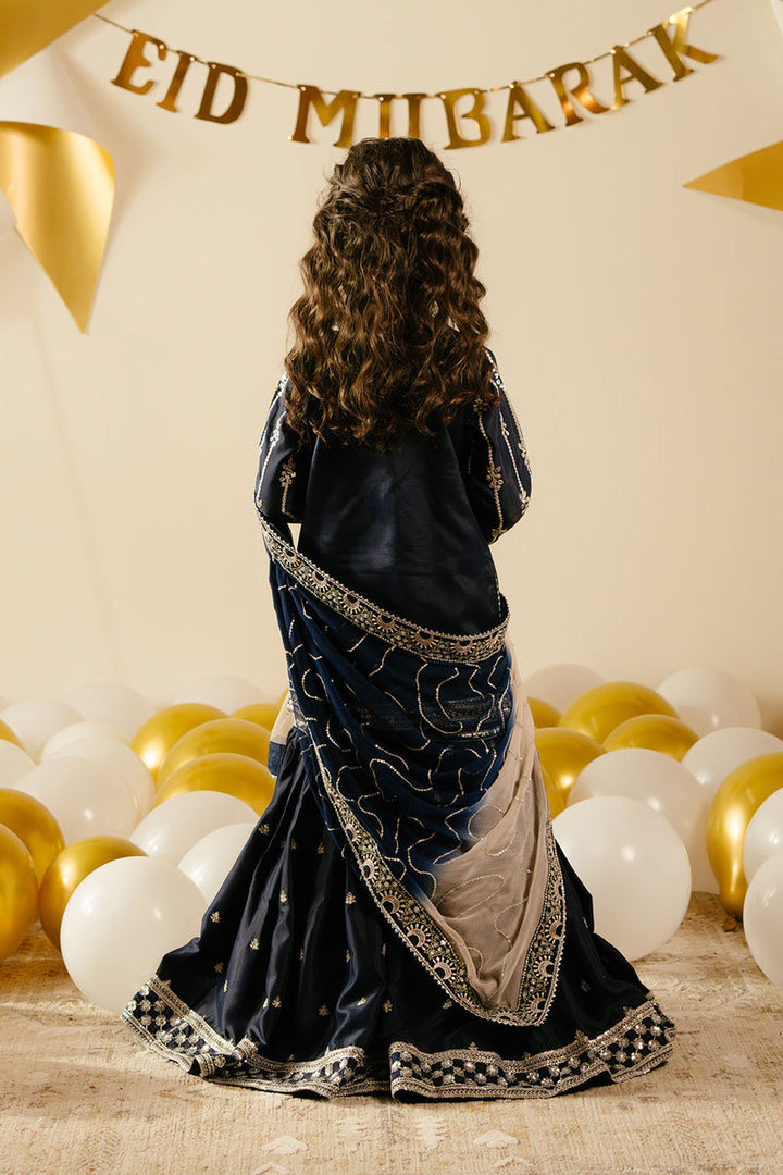 Raw Silk & Chiffon Royal Blue Stitched Suit - Vanya