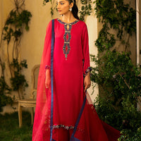 Korean Silk Red Stitched Meraki Formal Collection - Vanya