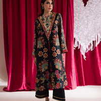 Charmeuse Silk Black Stitched Suit - Vanya