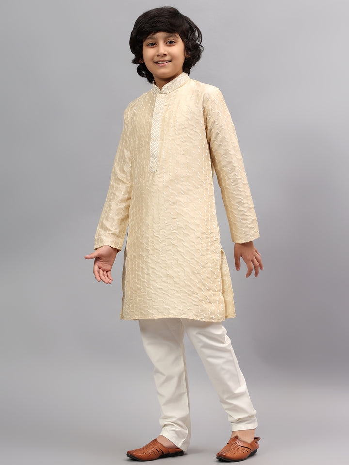 Polyester Viscose Gold Kurta Trouser - Jiah