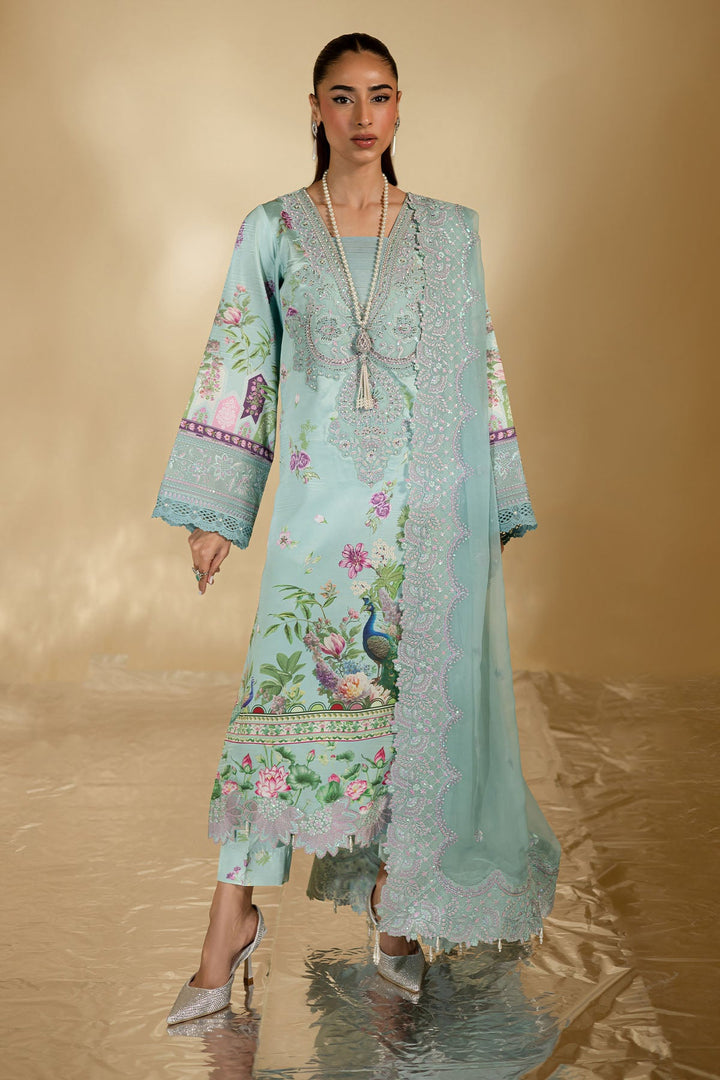 Silk Sky Blue Stitched Suit - Nureh