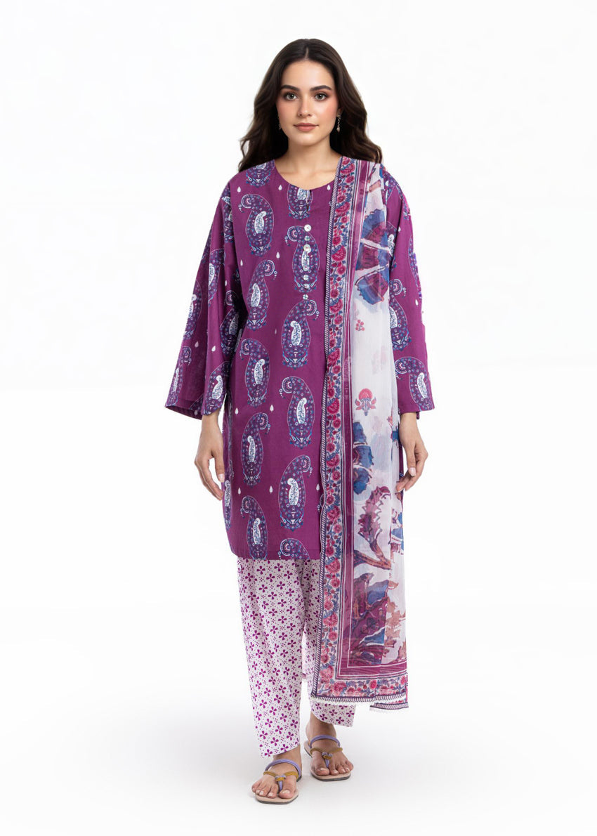 Cambric Purple Stitched Suit - Bonanza