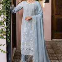 Embroidered Lawn Jacquard Grey Stitched Suit - Nureh