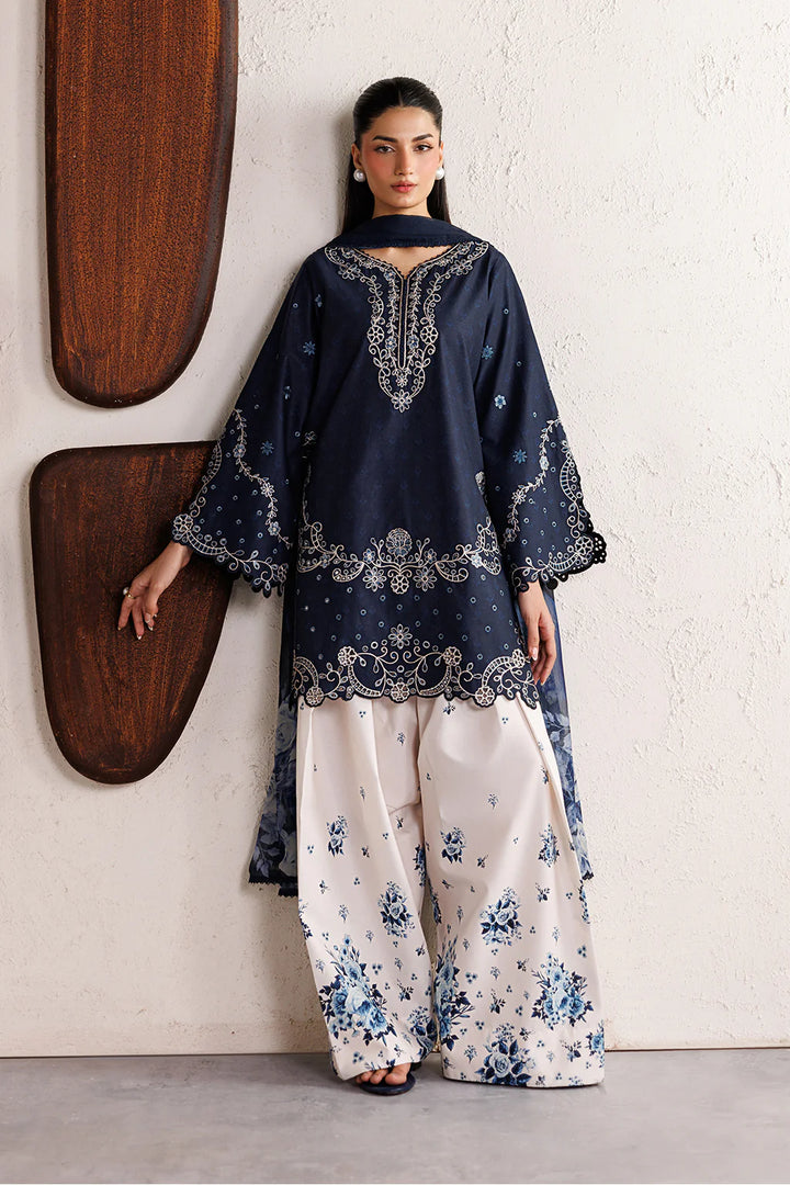 Embroidered Lawn Navy Blue Stitched Suit - Iznik