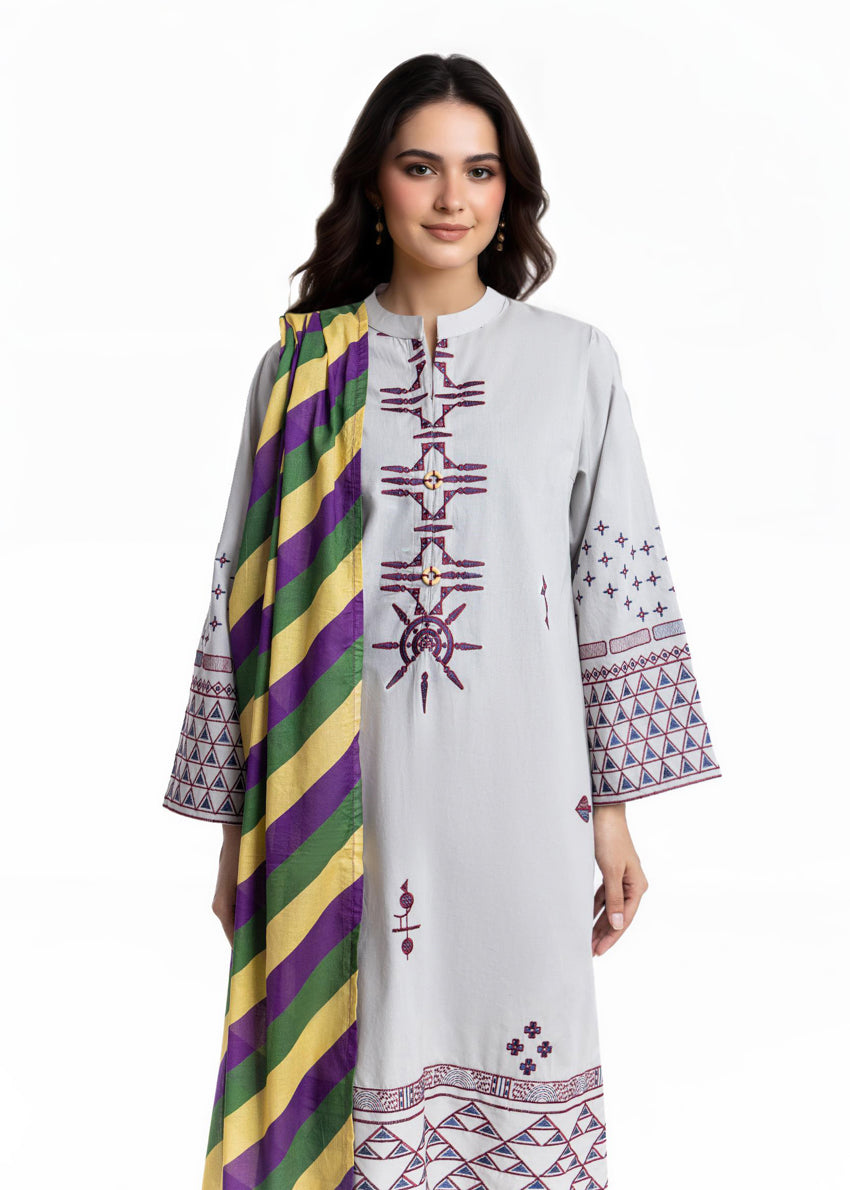 Cambric Light Grey Stitched Suit - Bonanza