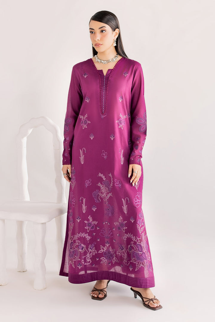 Embroidered Lawn Magenta Stitched Suit - Nureh