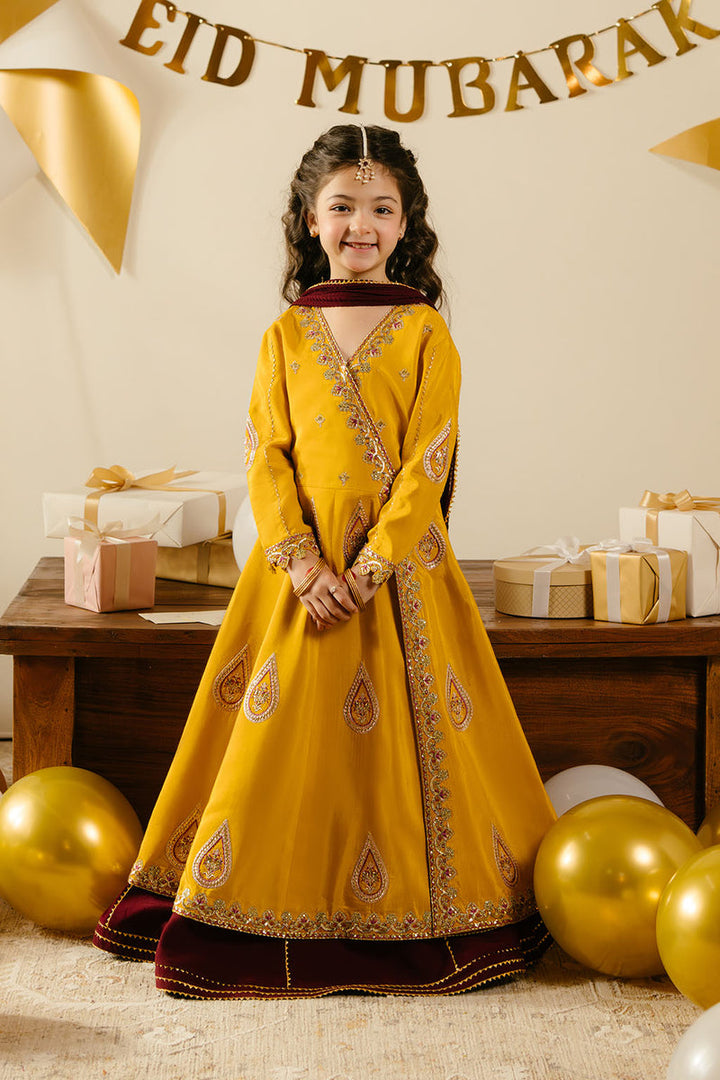 Raw Silk & Chiffon  Yellow Stitched Suit - Vanya