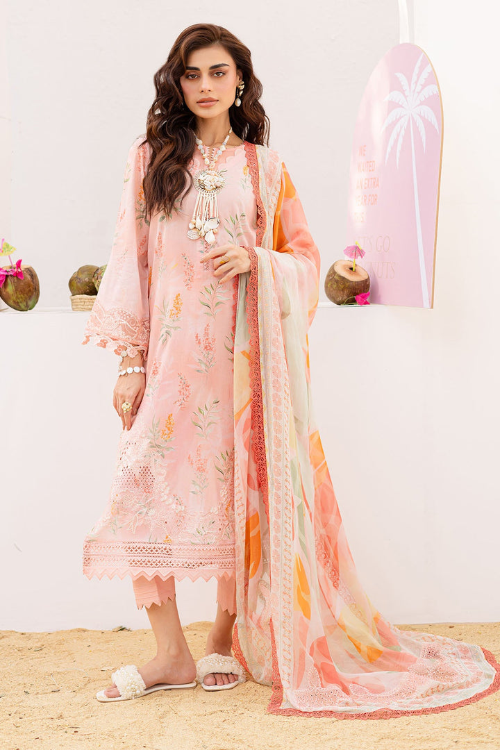 Lawn Peach Stitched Suit - Nureh Gardenia