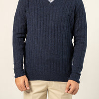 Lambs Wool Navy Designer Sweater - Cambridge