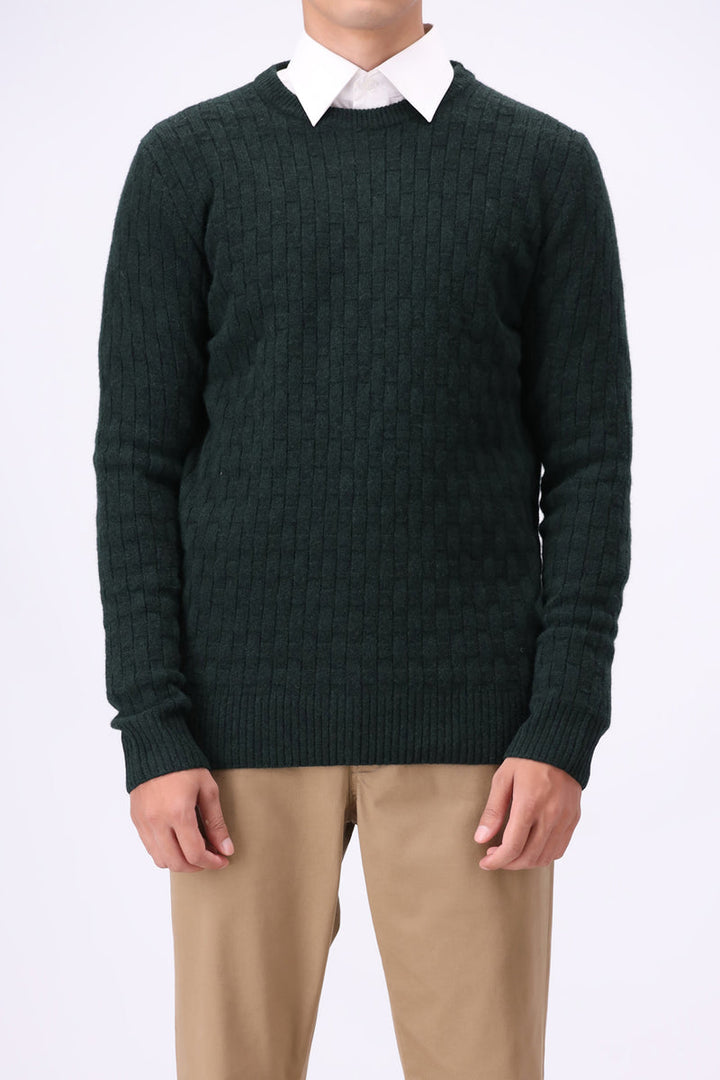 Lambs Wool Green Designer Sweater - Cambridge