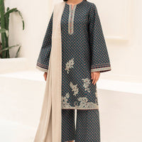 Digital Printed Embroidered Premium Viscose Green Stitched Suit - Jazmin