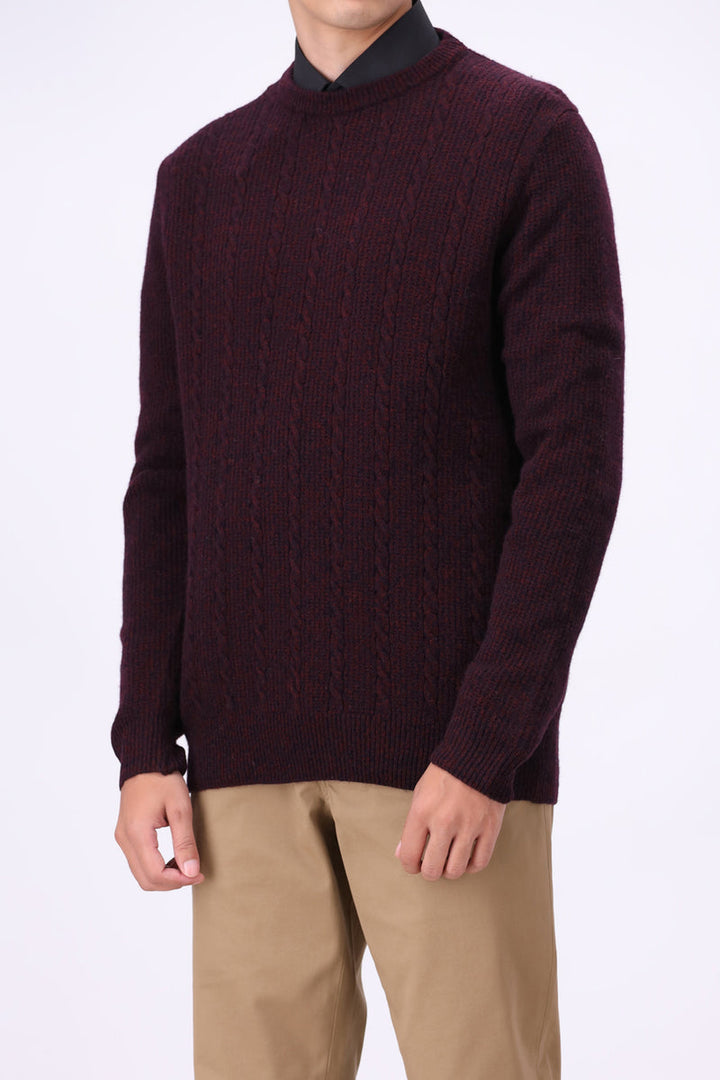 Lambs Wool Burgundy Designer Sweater - Cambridge
