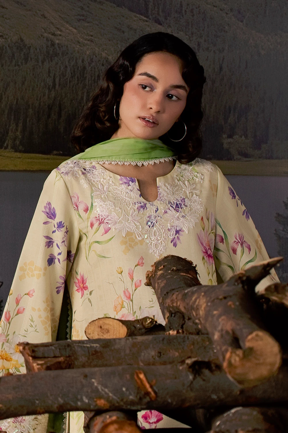 Dobby Lawn Butter Cream Stitched Suit - Vanya