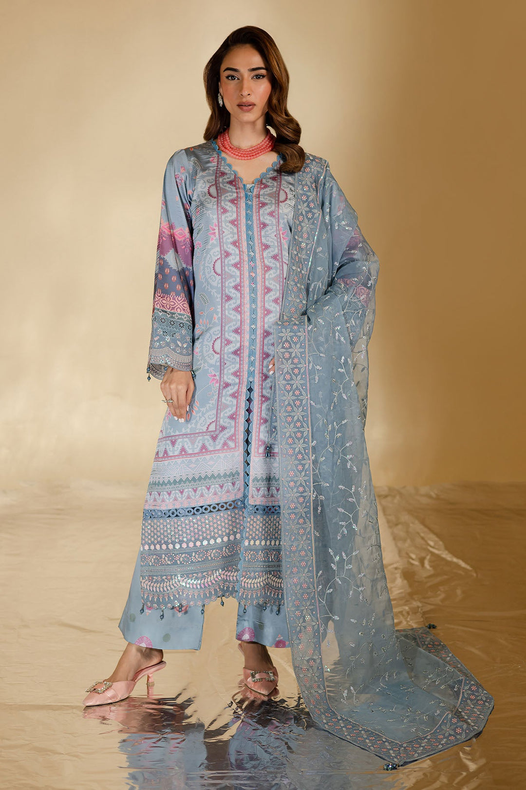 Silk Grey Stitched Suit - Nureh