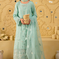 Embroidered Karandi Cyan Stitched Suit - Nureh