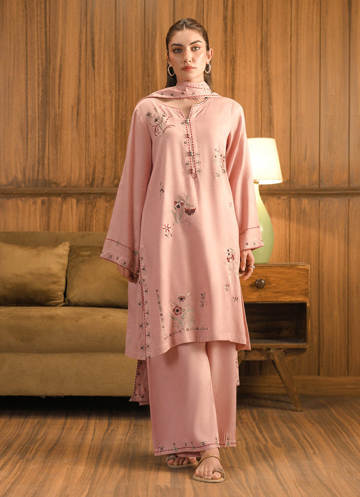 Twill Viscose Pink Stitched Suit - Image