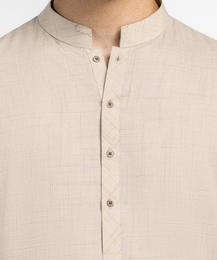 Blended Fawn Kurta Trouser - J. Junaid Jamshed