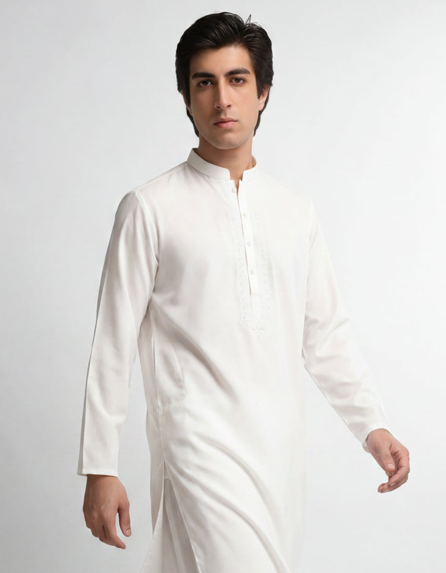 Blended Off White Shalwar Kameez - J. Junaid Jamshed