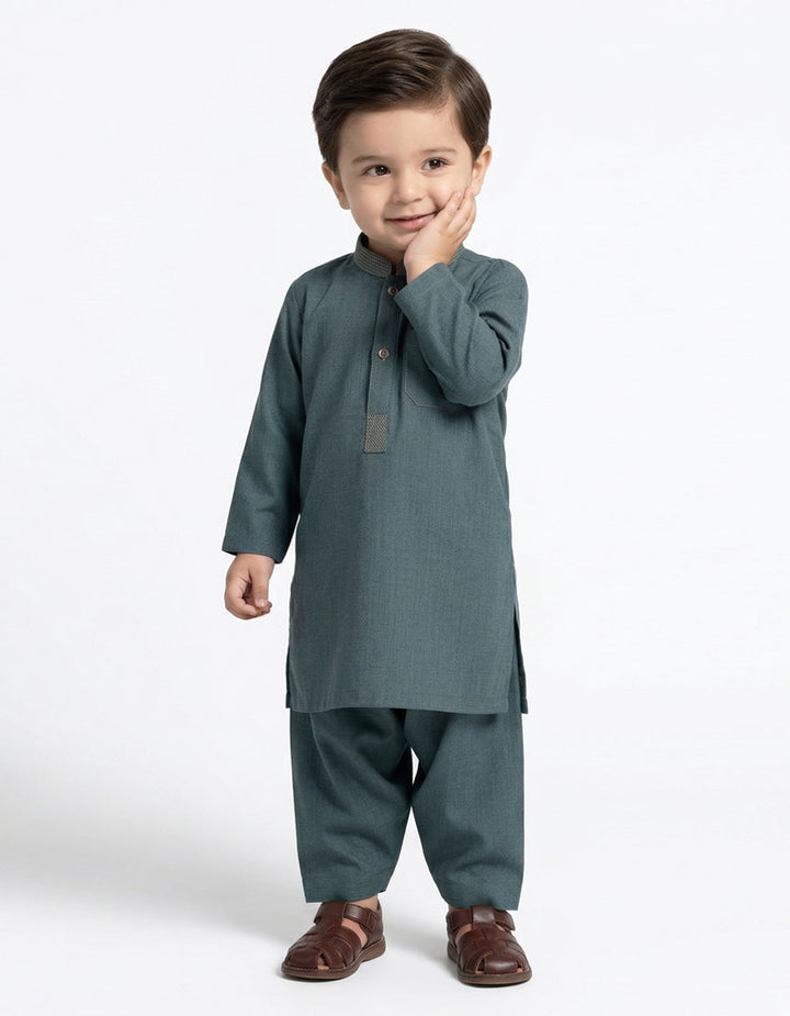 Blended Dull Green Shalwar Kameez - J. Junaid Jamshed