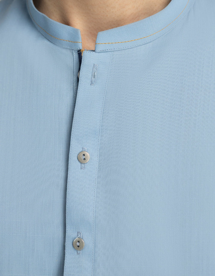 Blended Sky Blue Kurta Trouser - J. Junaid Jamshed